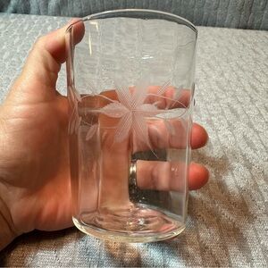 Vintage Clear Etched Glass Juice Glass 3.75”
